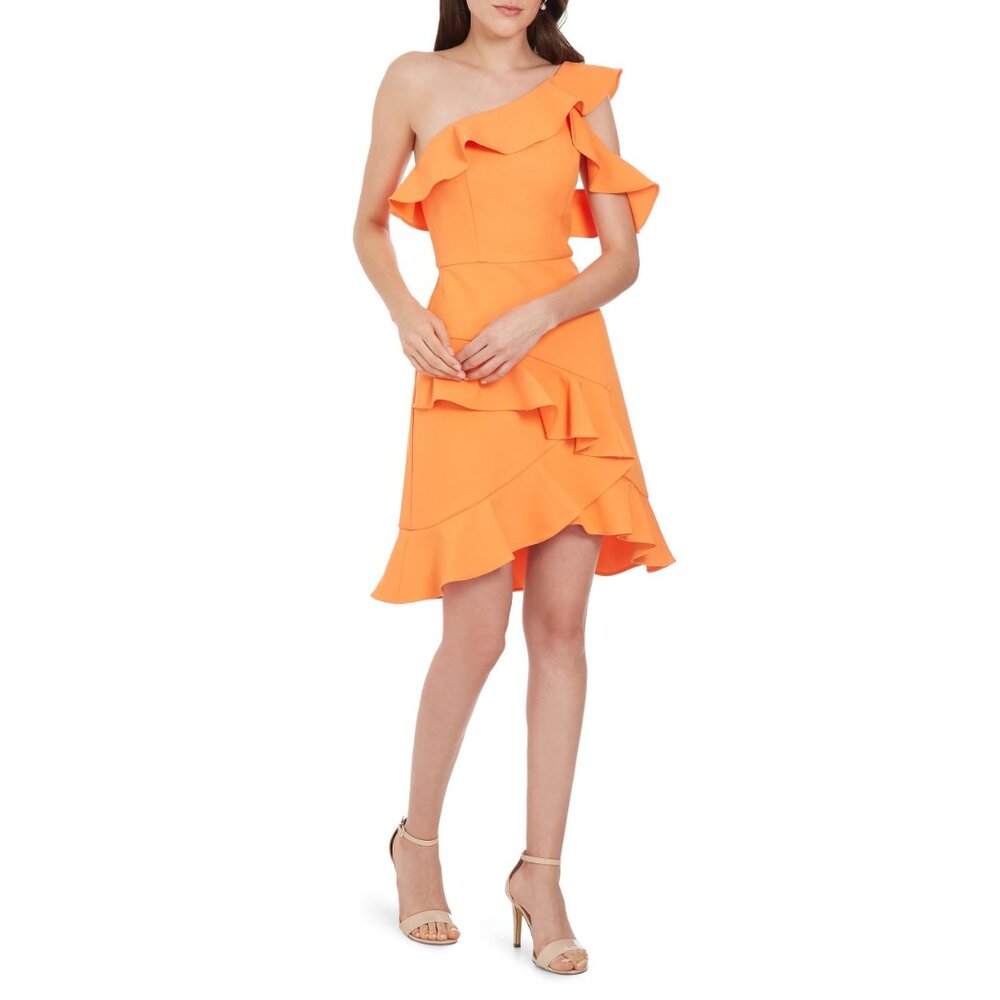 BCBGMaxAzria One Shoulder Ruffle Cocktail Dress - Picture 6 of 12